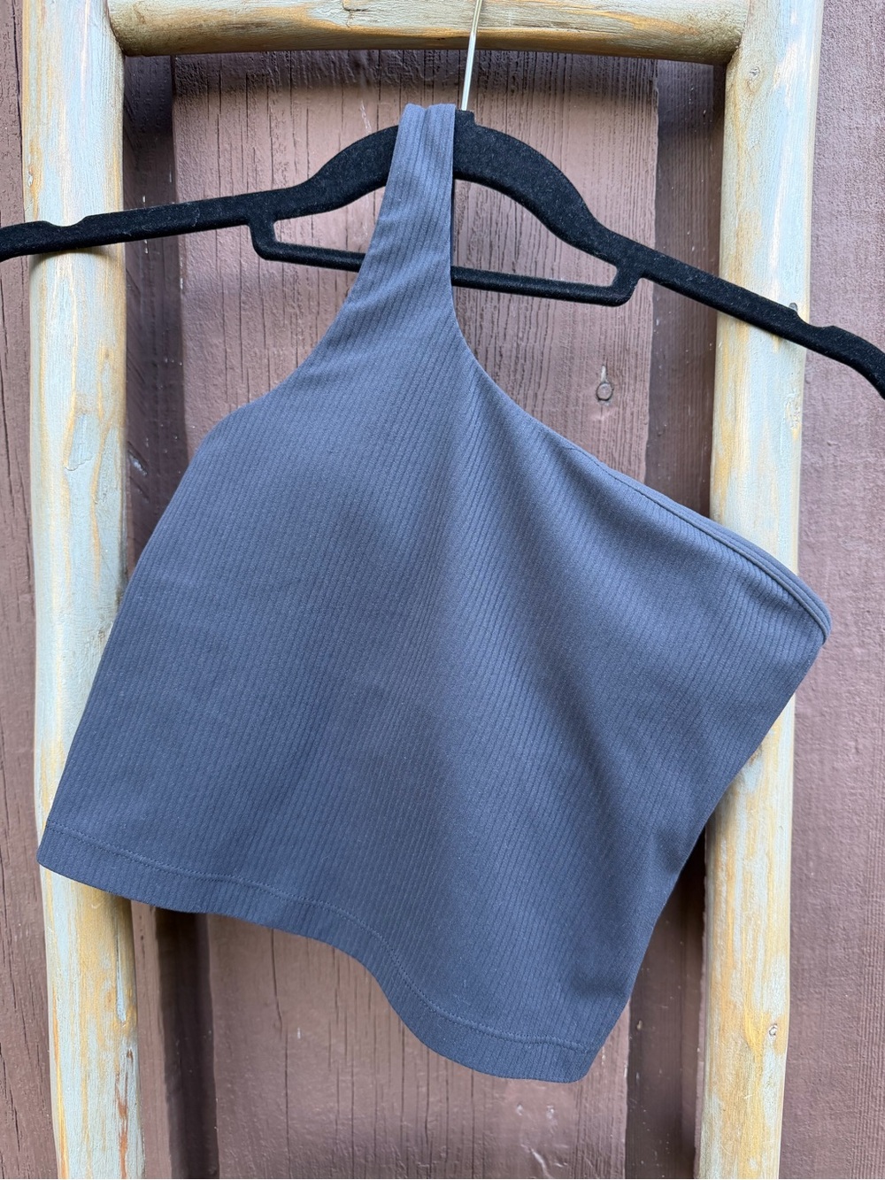 Lululemon Asymmetrical Yoga Pilates Top Ribbed Nulu Size 2 Black